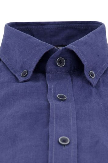 Casa Moda overhemd korte mouw blauw met button down boord
