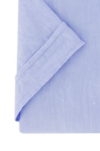 Lichtblauw Casa Moda overhemd korte mouw wijde fit effen linnen