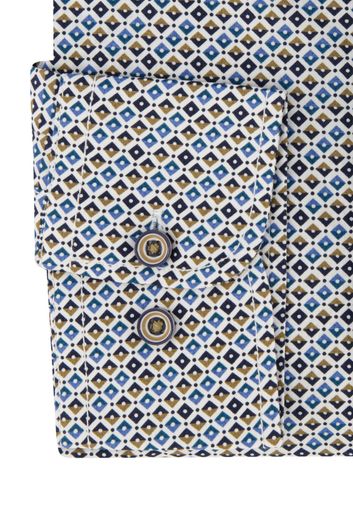 Casa Moda casual overhemd button down kraag blauw geprint katoen