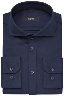Desoto business overhemd Desoto donkerblauw effen katoen slim fit 