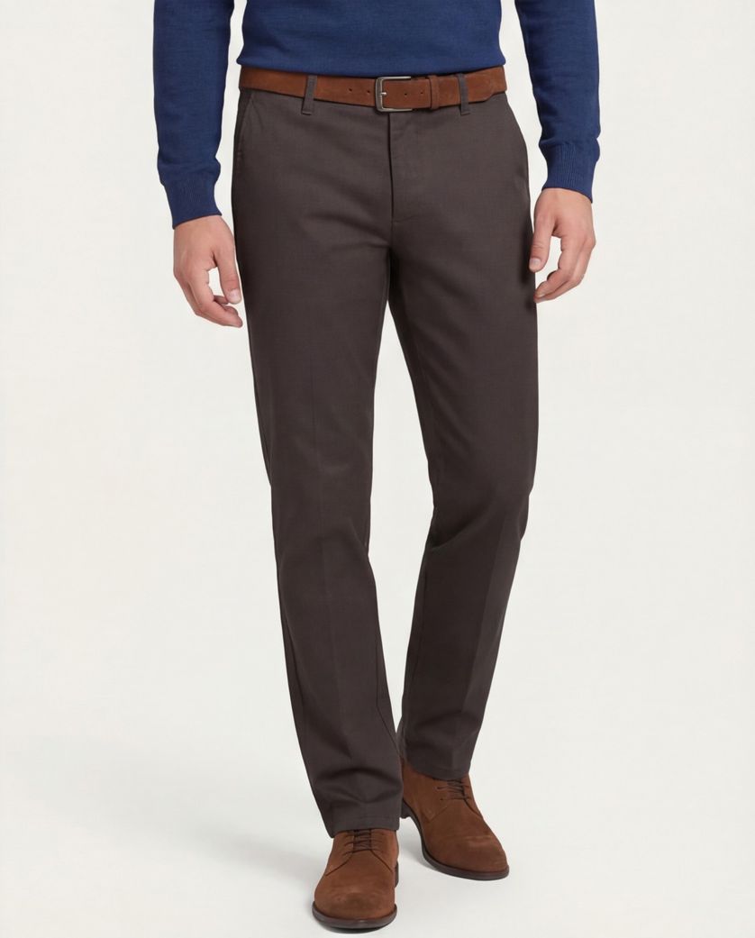 M.E.N.S. broek bruin uni katoen Madison