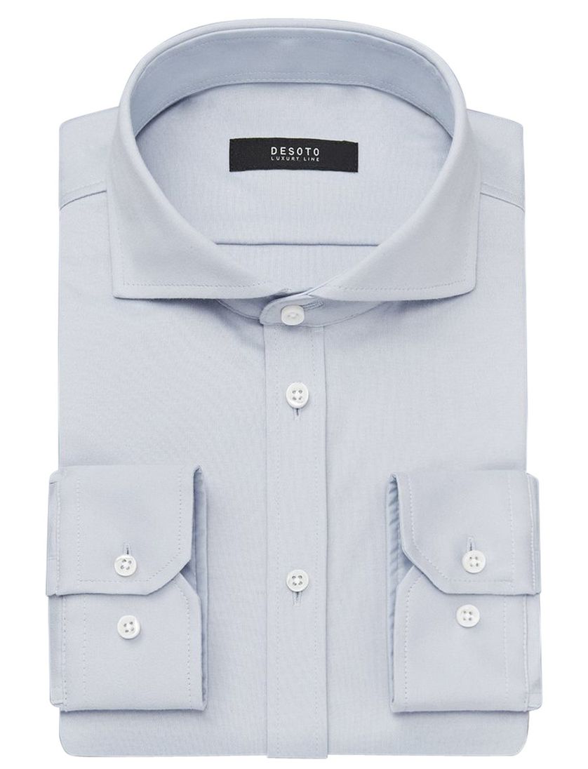 Desoto business overhemd effen katoen slim fit lichtblauw