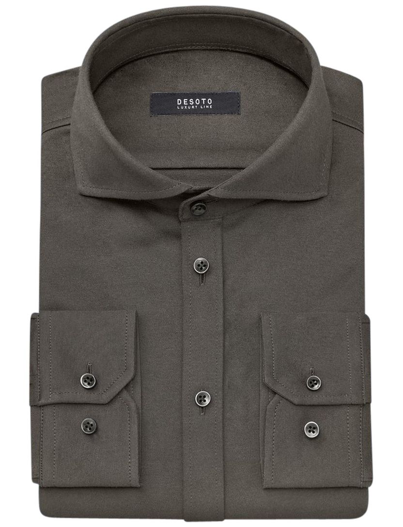 Desoto overhemd business donkergroen effen katoen slim fit