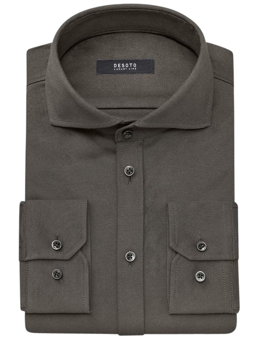 Desoto overhemd business donkergroen effen katoen slim fit