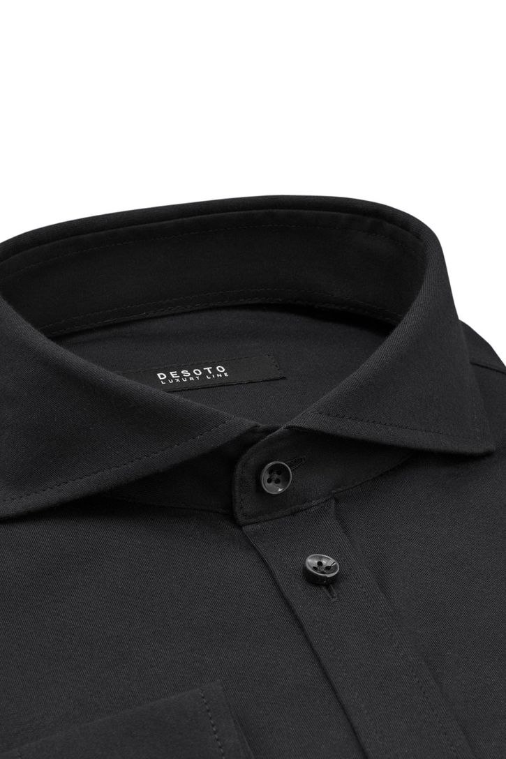 Zwart Desoto business overhemd effen katoen slim fit
