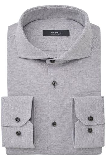 Desoto Grijs overhemd Desoto business effen katoen slim fit
