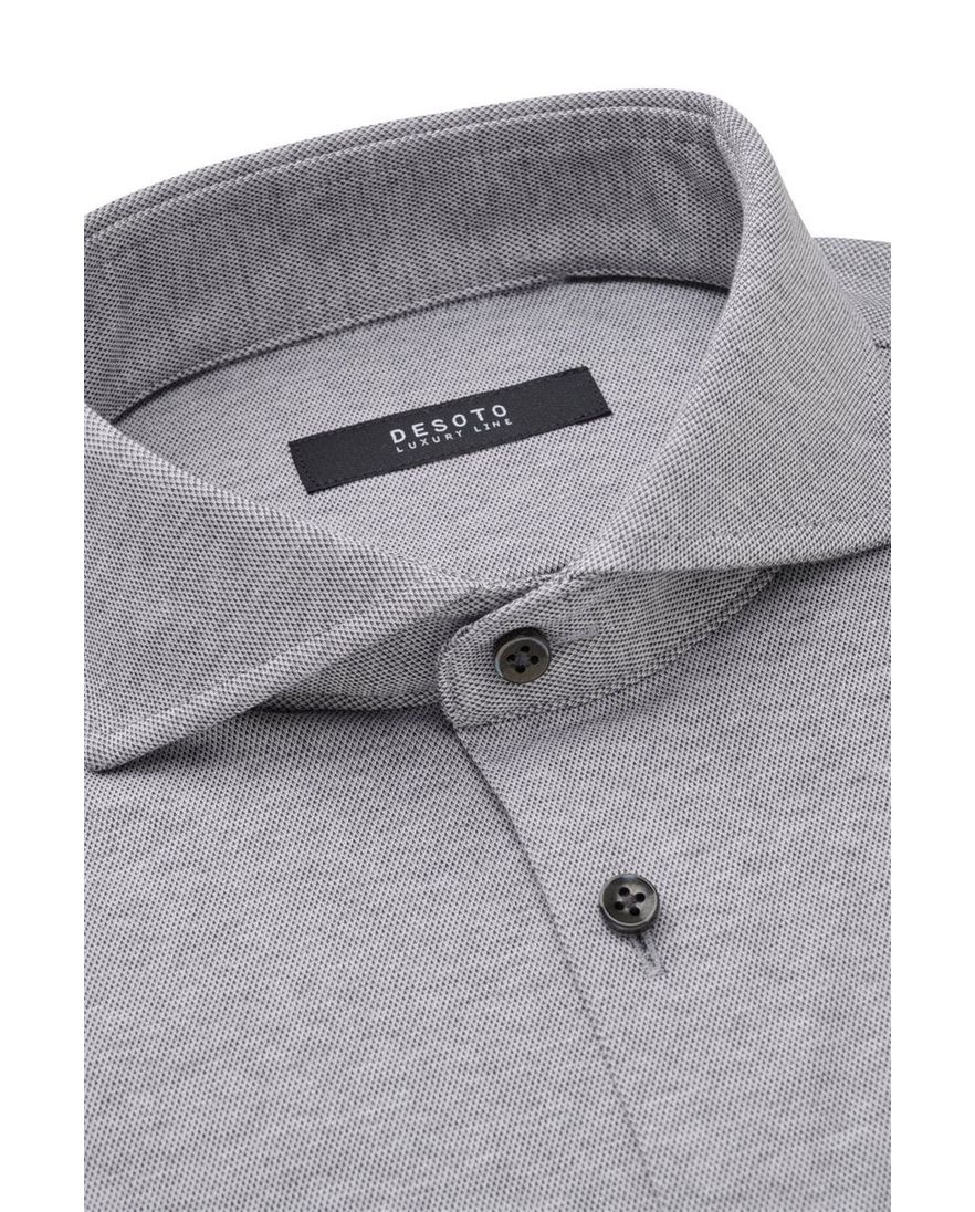 Desoto business overhemd grijs slim fit effen katoen