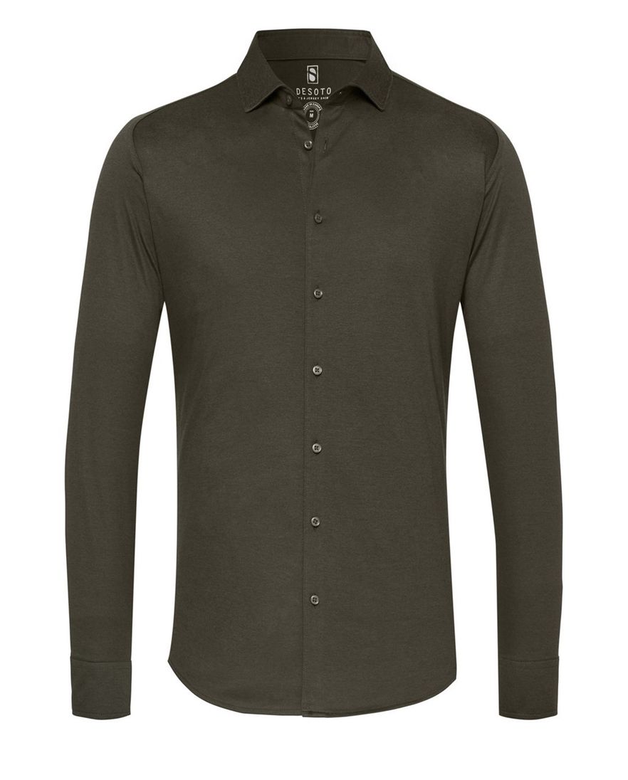 Desoto business overhemd slim fit donkergroen effen katoen