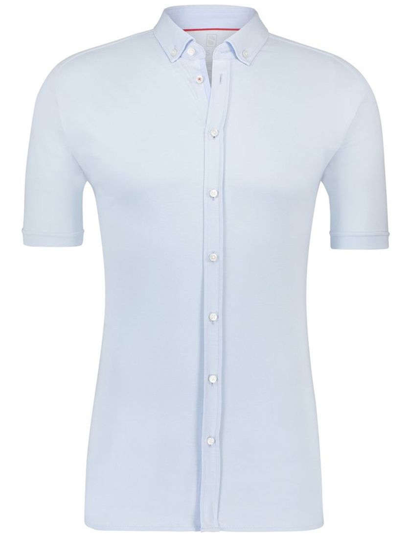 Desoto business overhemd korte mouw lichtblauw effen katoen slim fit