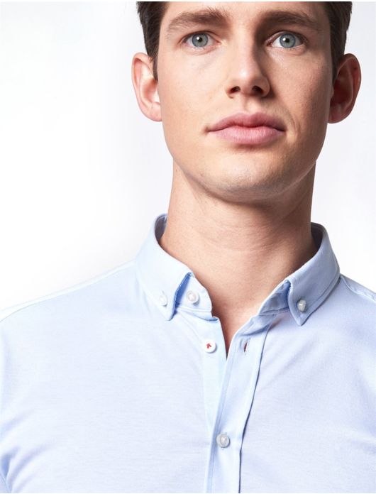 business overhemd Desoto lichtblauw effen katoen slim fit
