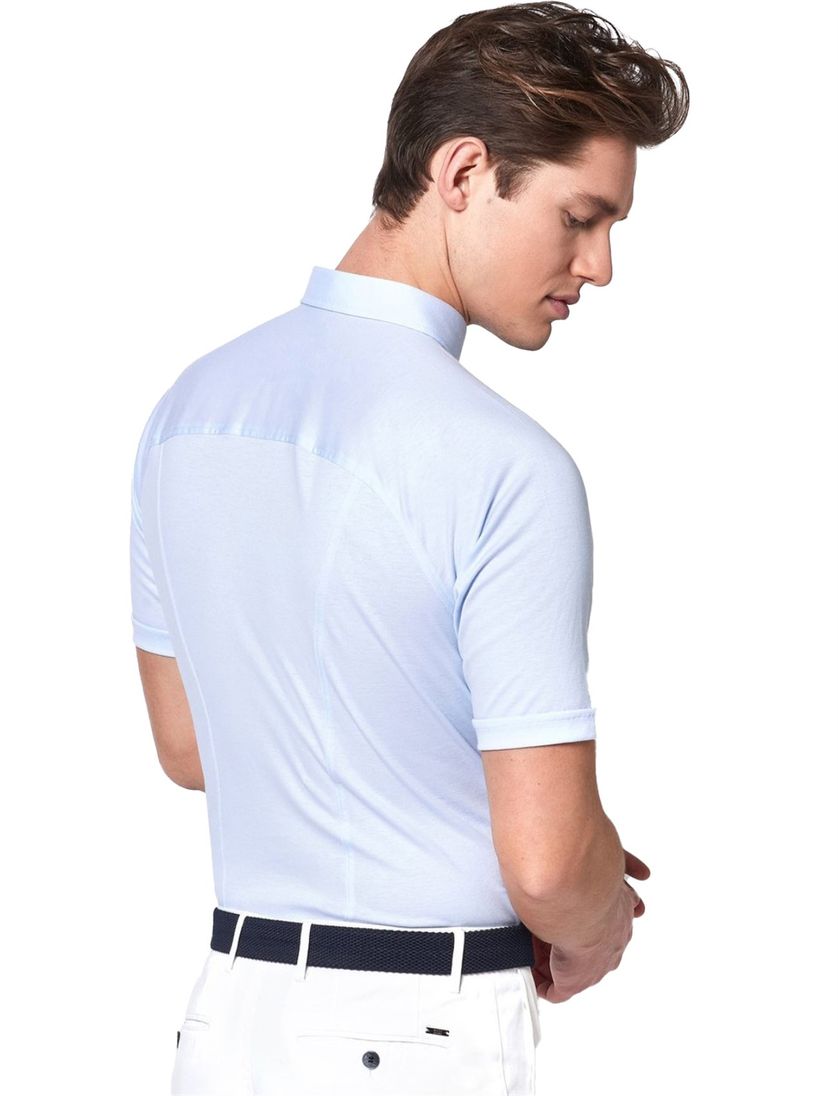 Desoto business overhemd korte mouw lichtblauw effen katoen slim fit