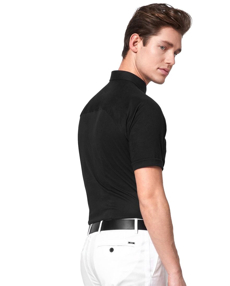 Desoto overhemd korte mouwen slim fit zwart effen katoen