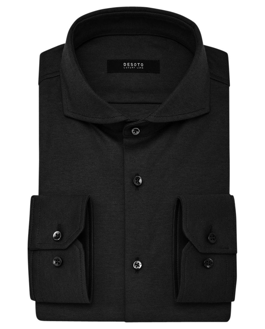 Zwart overhemd Desoto business slim fit effen katoen