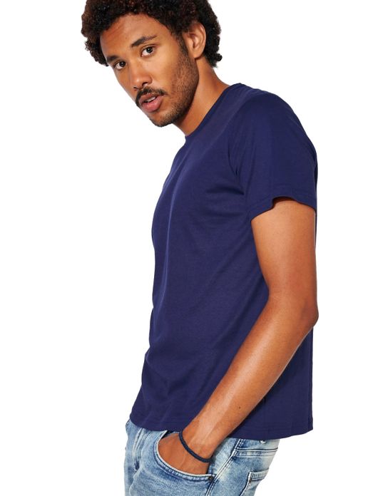 t-shirt Desoto effen katoen donkerblauw