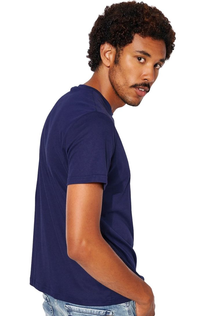 Donkerblauw T-shirt Desoto effen katoen