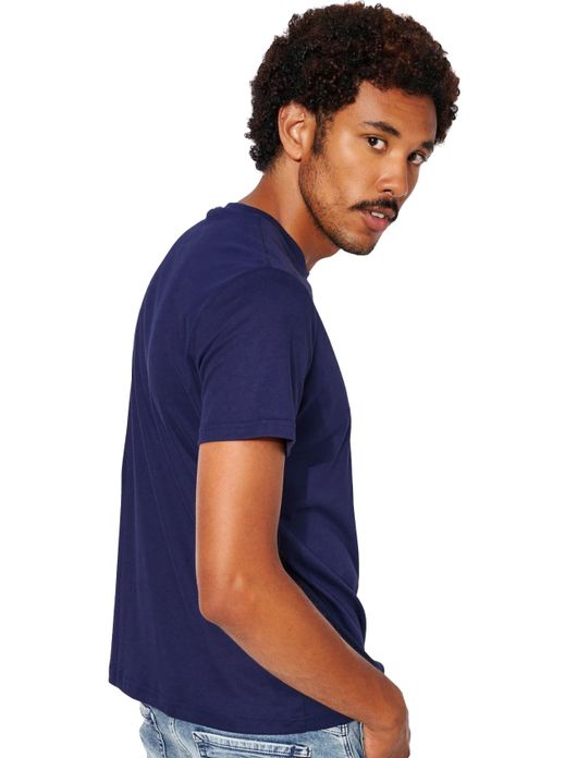 t-shirt Desoto effen katoen donkerblauw