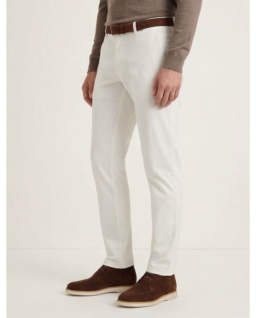 Meyer New York wit effen katoenen broek