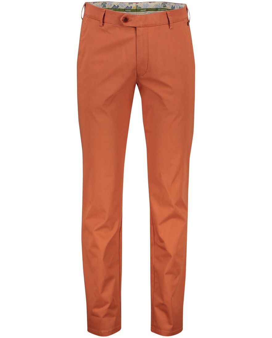 Meyer katoenen broek New York oranje effen normale fit