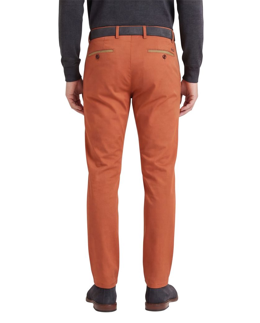 Meyer chino oranje effen katoen met stretch New York