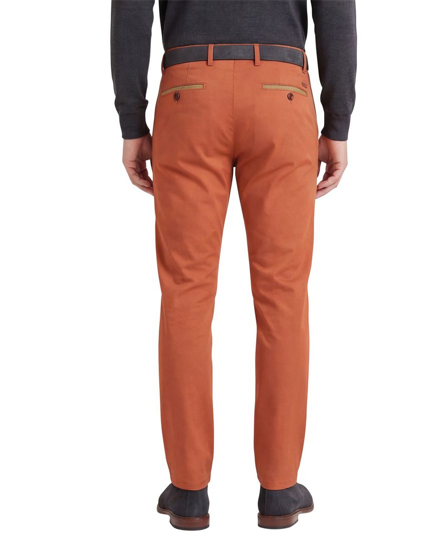 Meyer katoenen broek New York oranje effen normale fit