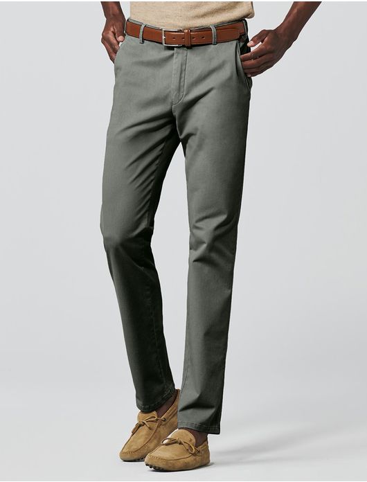 Meyer Pantalon katoen groen chino