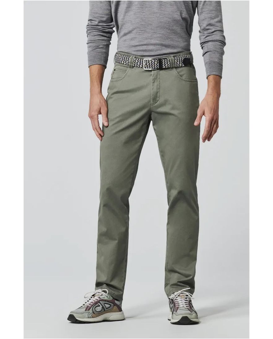 Meyer katoenen broek Diego groen effen katoen