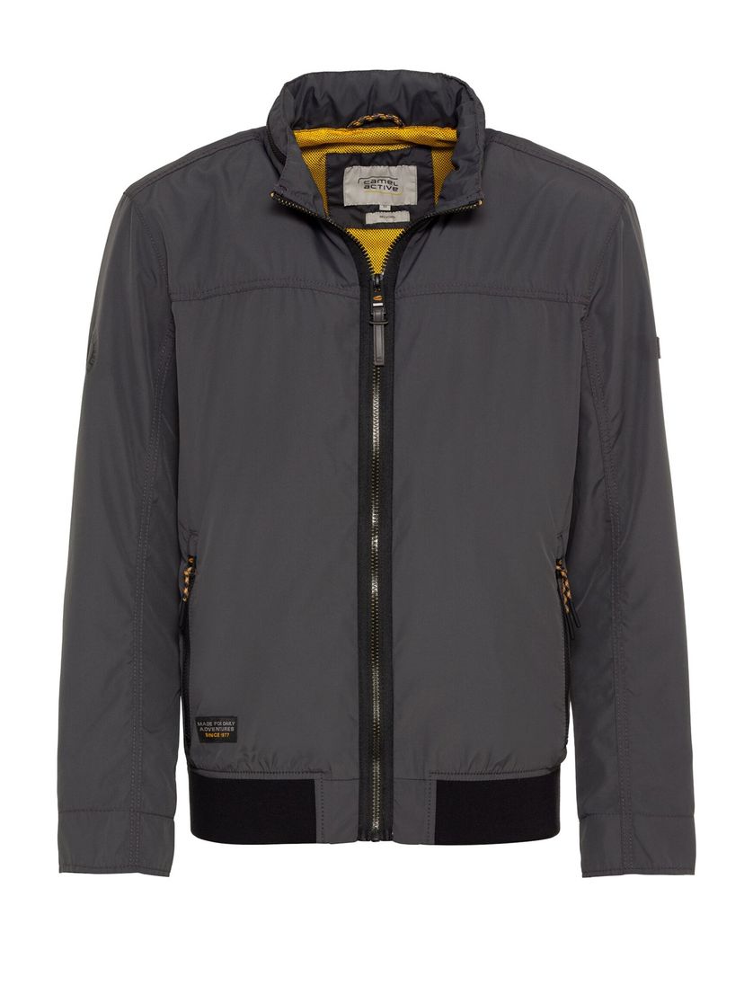 Camel Active zomerjas grijs wijde fit opstaande hals effen rits