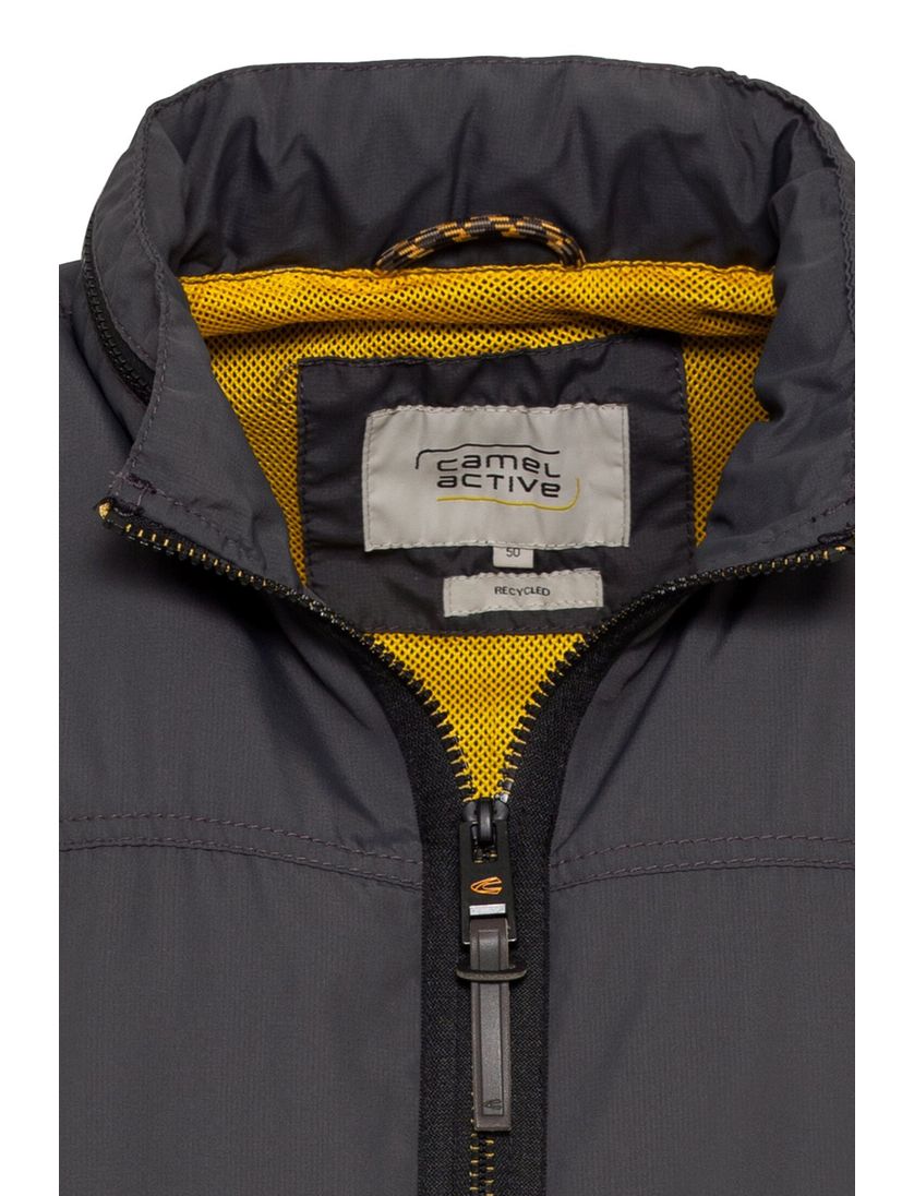 Camel Active zomerjas grijs wijde fit opstaande hals effen rits