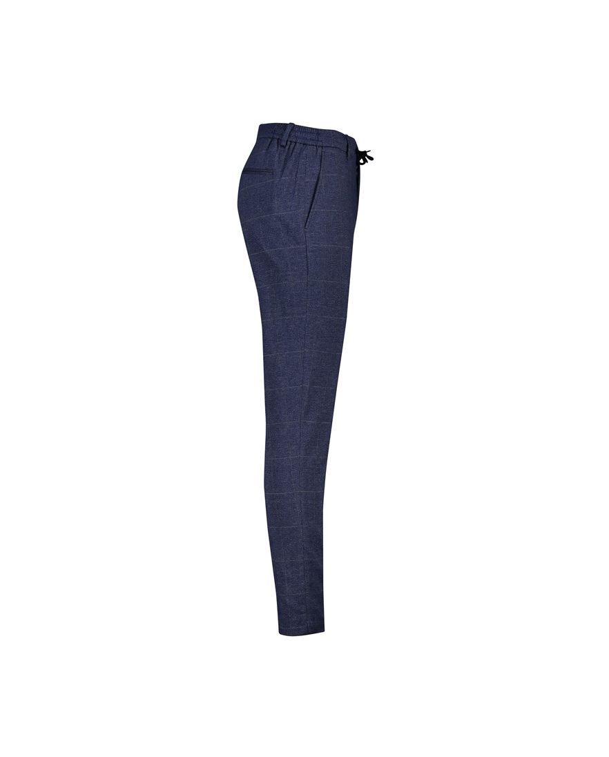 Born With Appetite elastische band chino navy geruit katoen