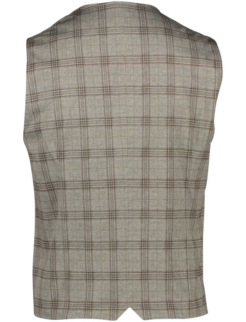 Born With Appetite gilet beige geruit bruine knopen slim fit