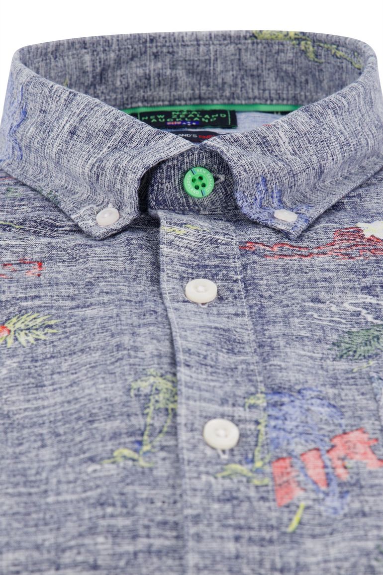 New Zealand overhemd korte mouw Pupuke blauw
