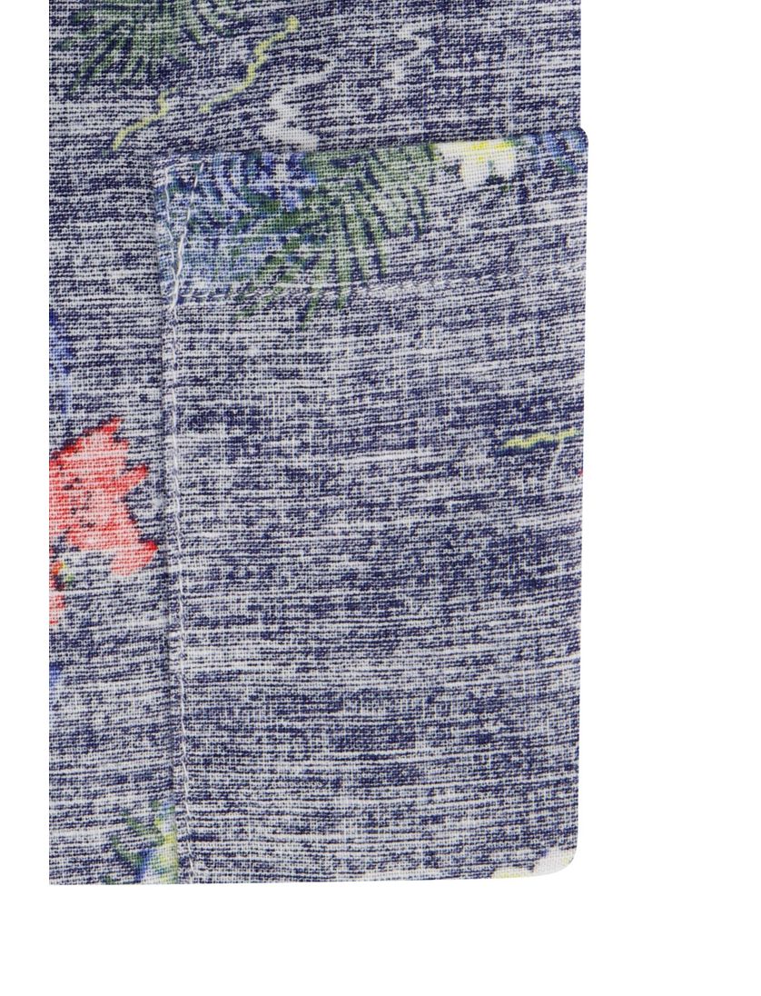 New Zealand casual geprint overhemd korte mouw blauw