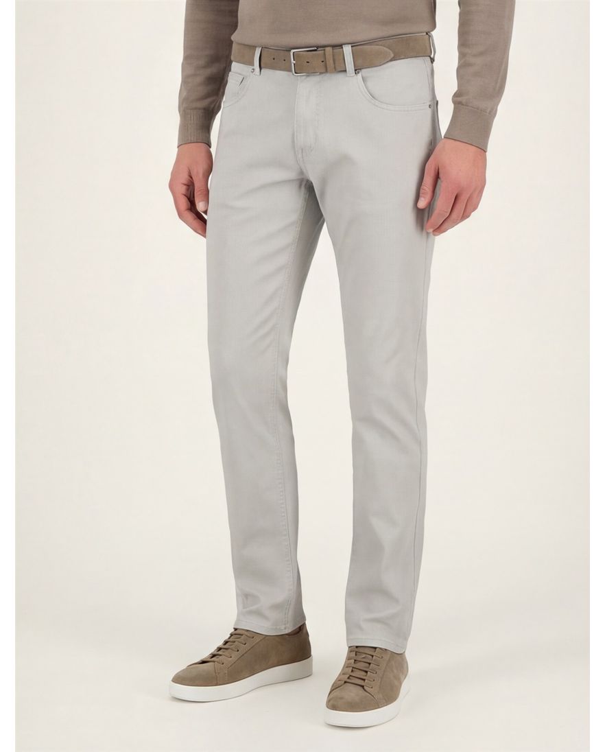 Gardeur 5-pocket broek katoen grijs effen