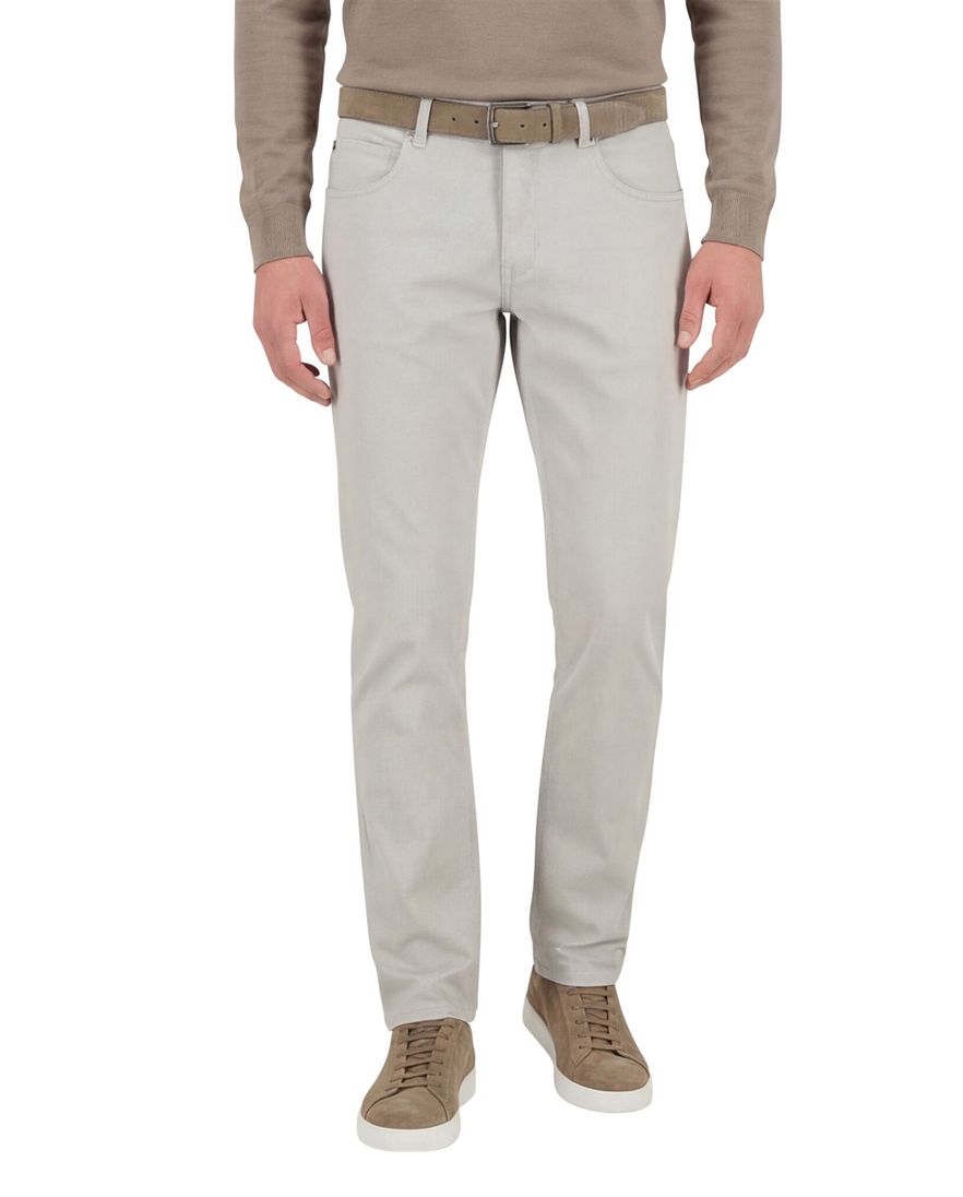 Gardeur 5-pocket broek katoen grijs effen