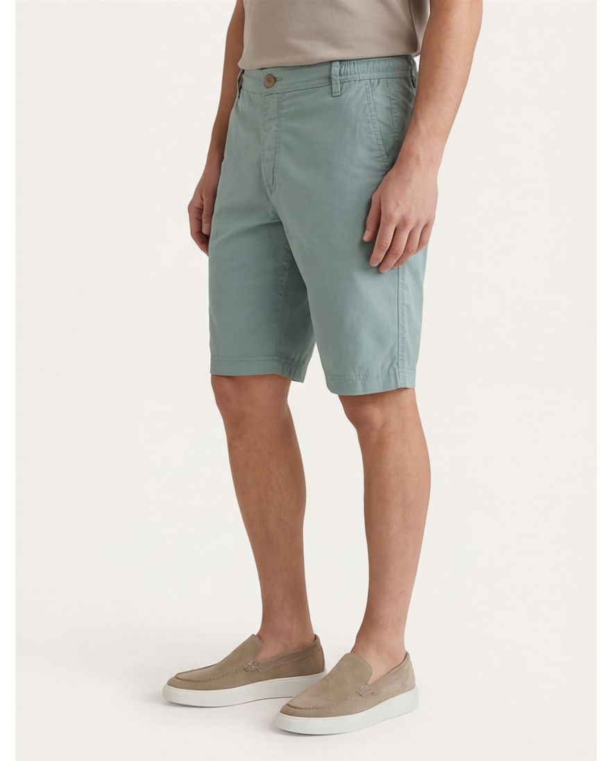 Gardeur korte broek groen effen katoen Jean Slim Fit