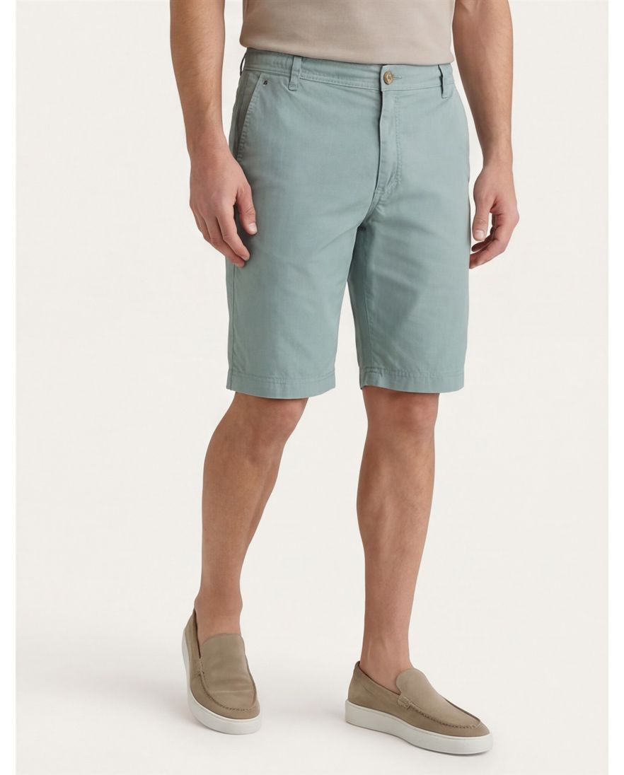 Gardeur korte broek groen effen katoen Jean Slim Fit