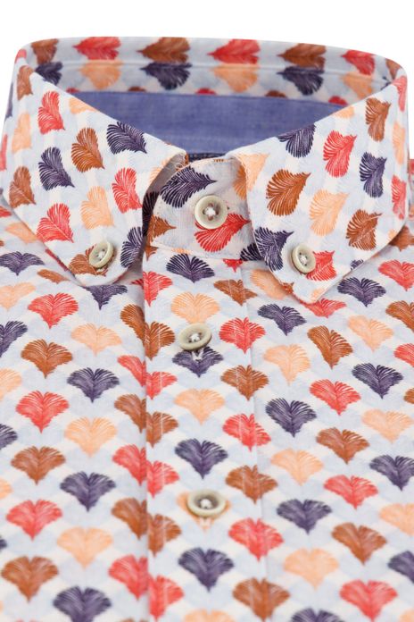 Giordano overhemd wijde fit lichtblauw multicolor geprint