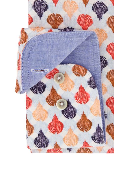 Giordano overhemd wijde fit lichtblauw multicolor geprint