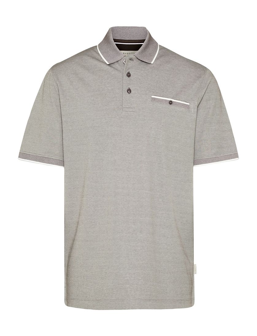 Bugatti polo wijde fit grijs effen katoen