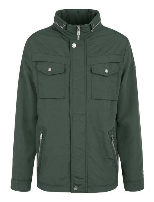 Bugatti tussenjas groen effen rits + knoop wijde fit