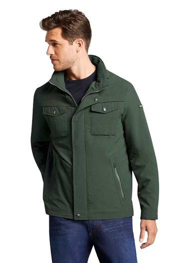 Bugatti Bugatti tussenjas groen effen rits + knoop wijde fit