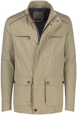 Bugatti Bugatti tussenjas beige effen wijde fit waterafstotend