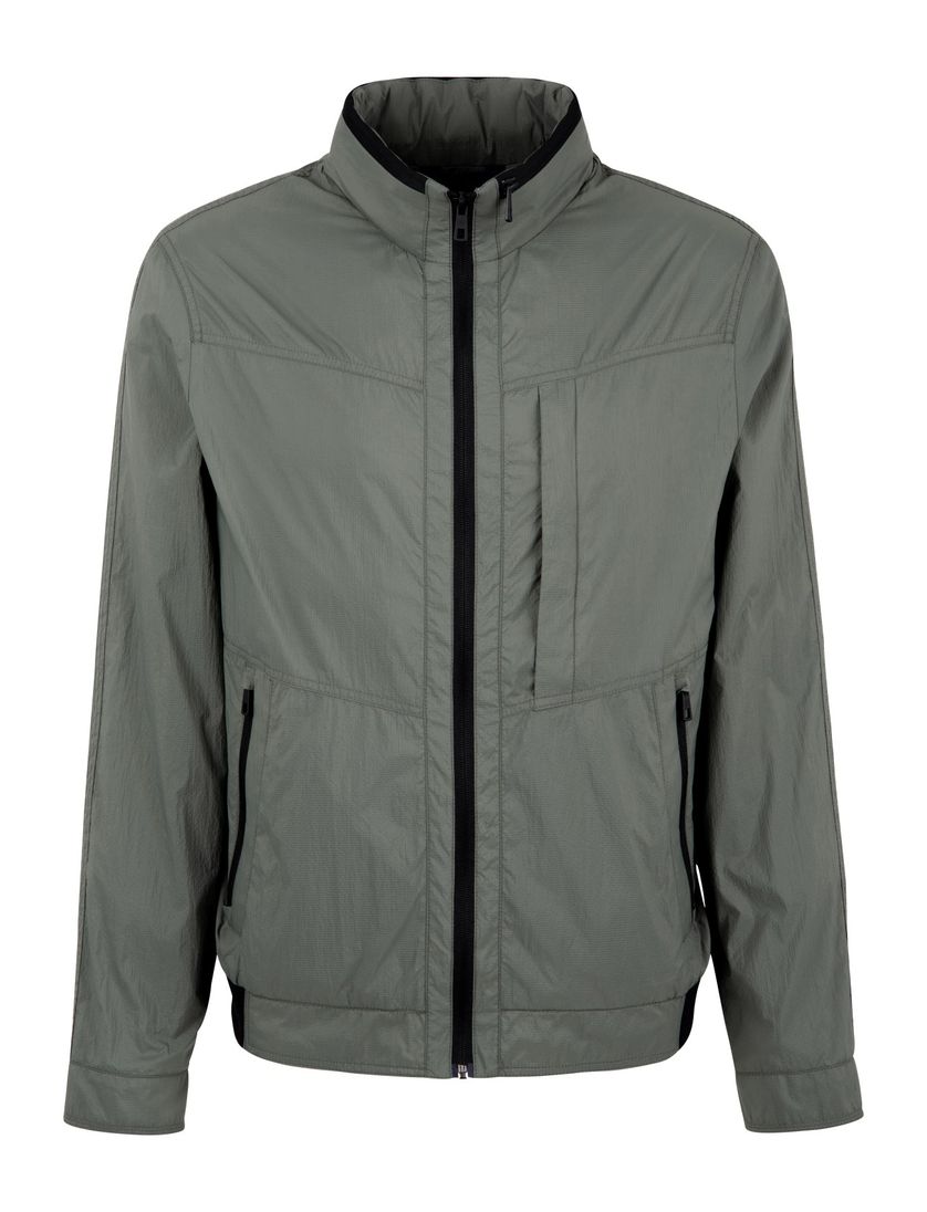 Bugatti tussenjas groen wijde fit effen rits 100% polyamide