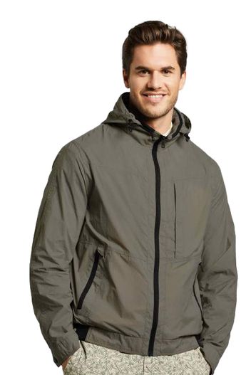 Bugatti Bugatti tussenjas kort donkergroen uni rits wijde fit