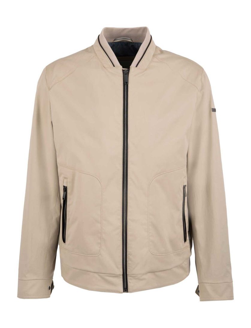 Bugatti tussenjas beige wijde fit effen rits met zakken