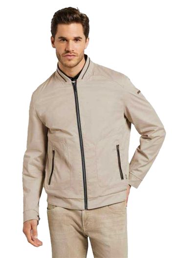 Bugatti Bugatti tussenjas beige effen rits wijde fit met zakken