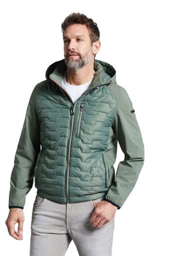 Bugatti Bugatti tussenjas groen effen, geprint rits wijde fit