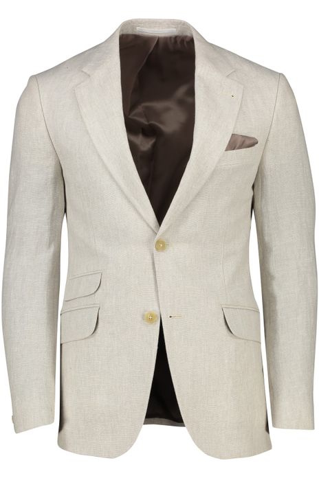 Wellington of Bilmore colbert beige effen linnen normale fit