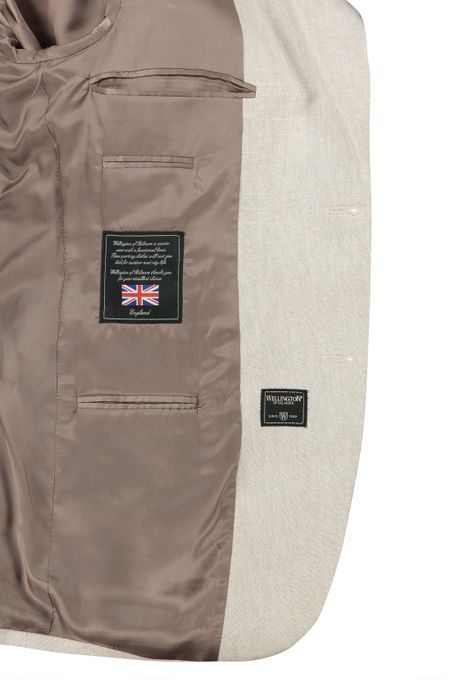 Wellington of Bilmore colbert beige effen linnen normale fit