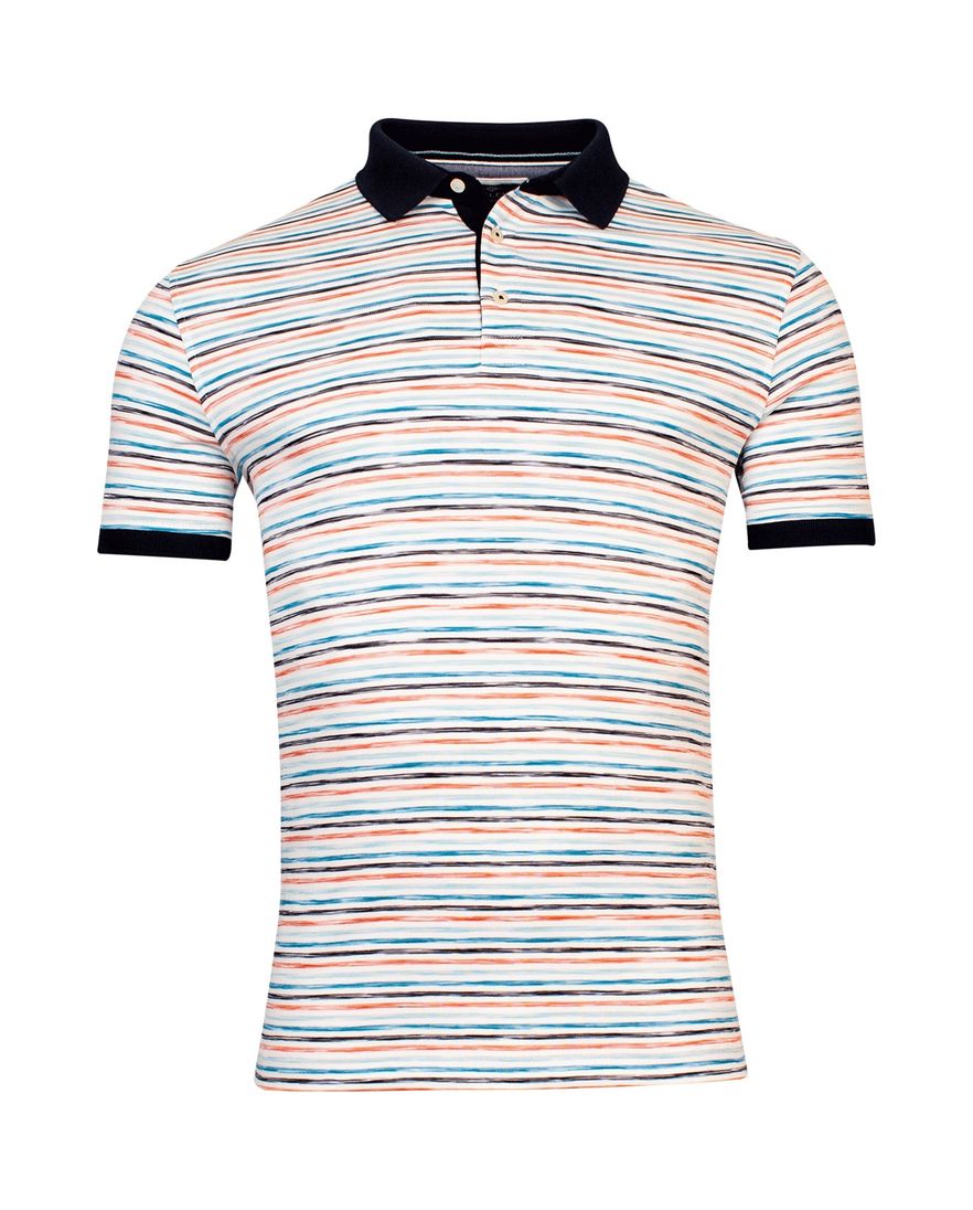 Baileys polo normale fit wit gestreept katoen